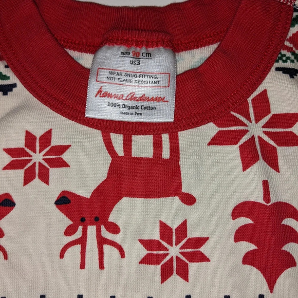 Hanna Andersson Deer Fair Isle Pajamas Christmas Holiday organic sz 90/Y3 - Picture 3 of 4